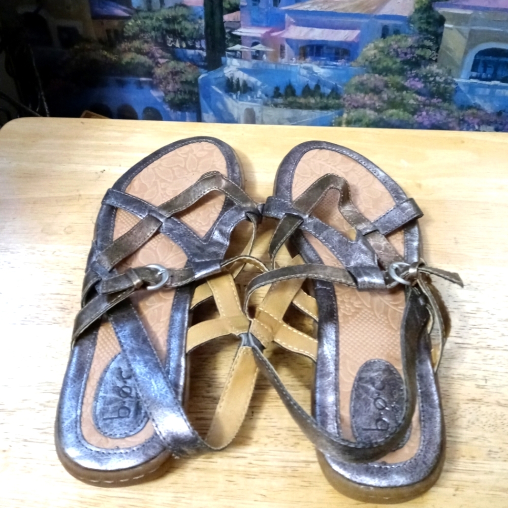 🎉🎻 BORN CONCEPTS L EATHER🛫🚢VEGAN STRAPPY ANKLE SANDALS,SIZE 11